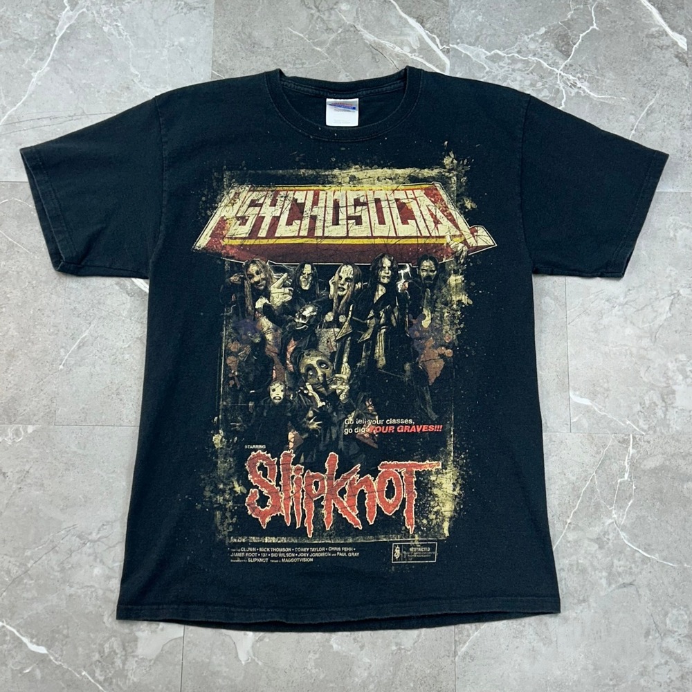 Vintage Slipknot Psychosocial Graphic Tee Men Medium Heavy Metal Band Shirt 2008